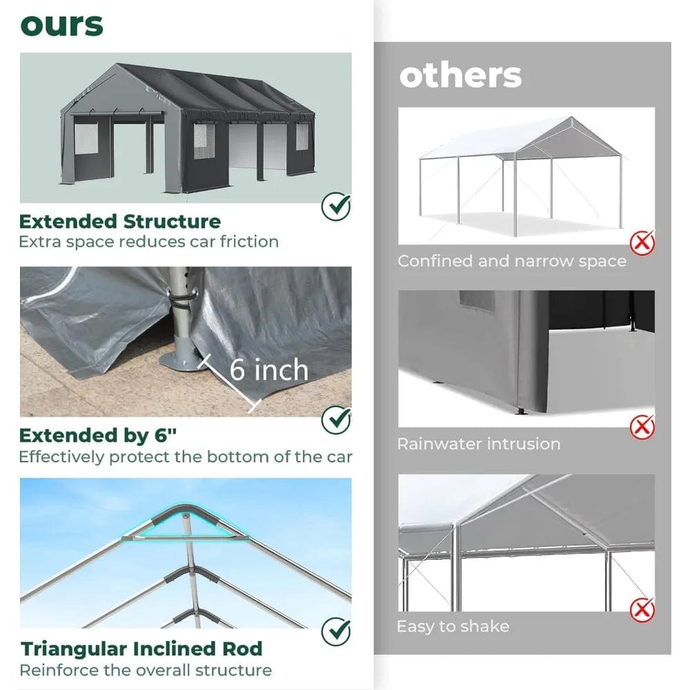 Car Port 13 x 25 FT Metal Heavy Duty Carport