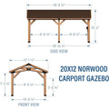 Car Port 20X12 FT  Norwood Cedar Wooden Carport