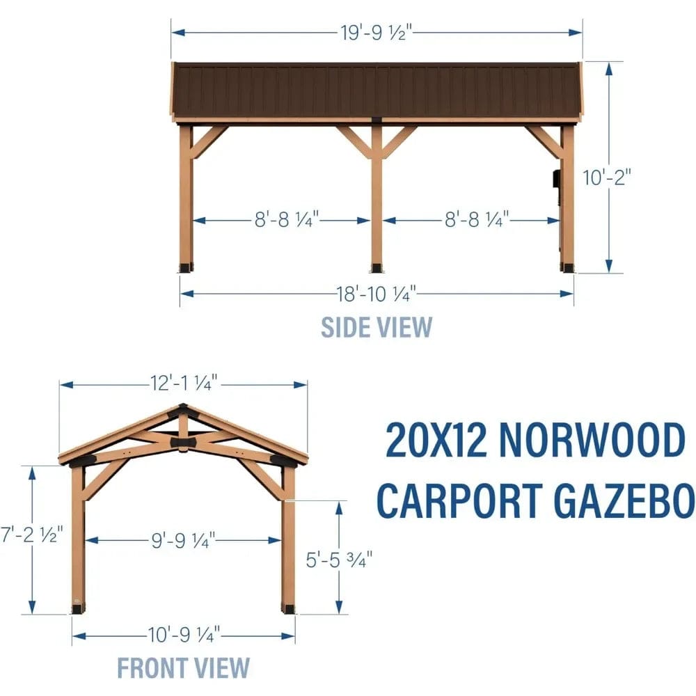 Car Port 20X12 FT  Norwood Cedar Wooden Carport