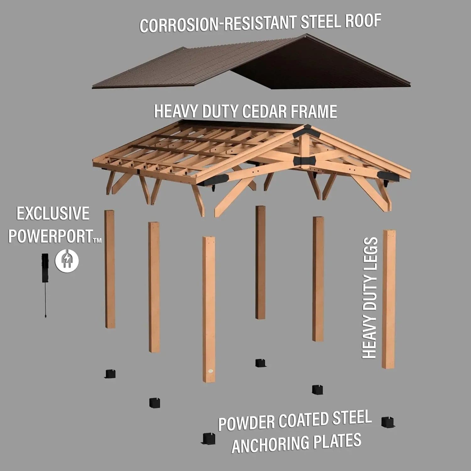 Car Port 20X12 FT  Norwood Cedar Wooden Carport