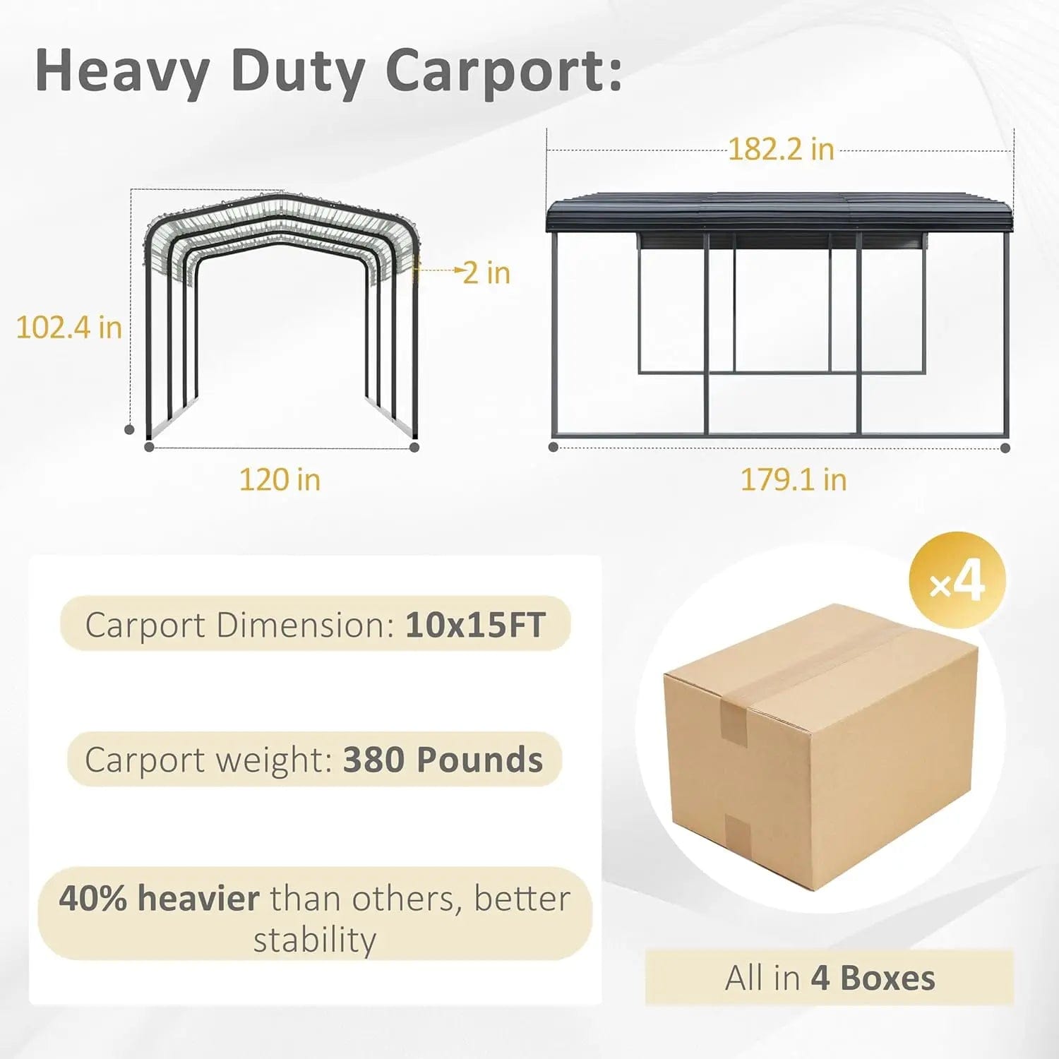 Car Port Metal Carport with Heavy Duty Galvanized Steel Roof